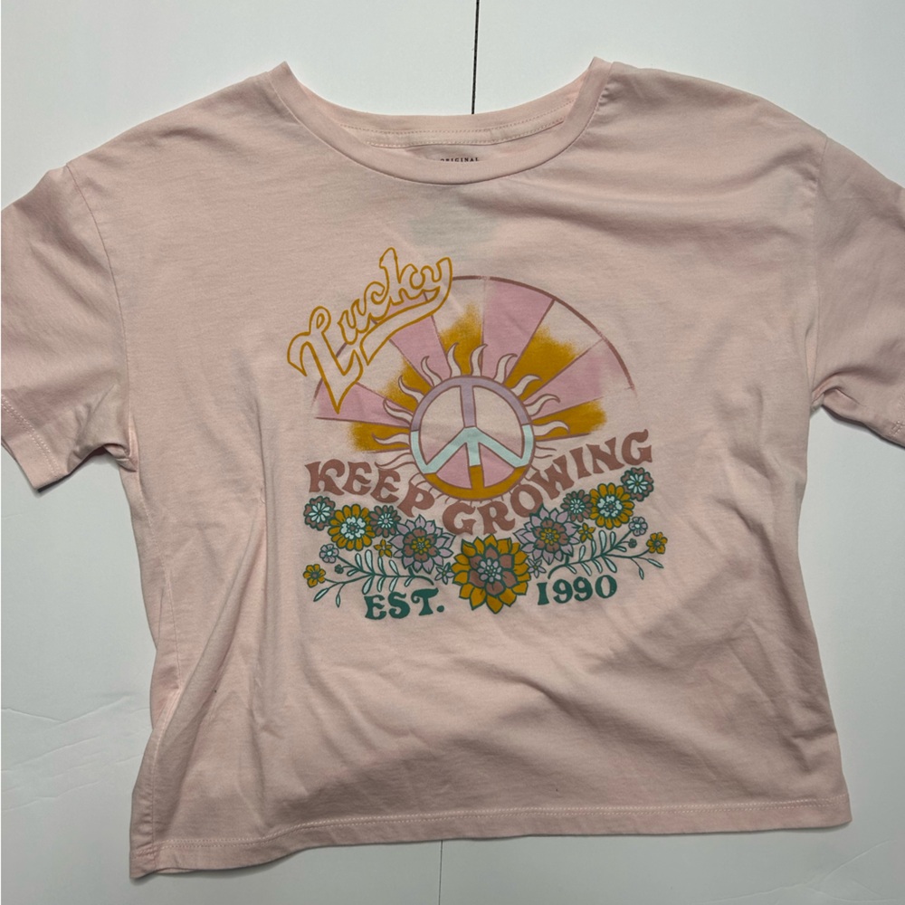 Lucky Brand Pink Tee with Yellow Graphic